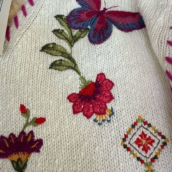 Johhny Was The V-Neck Whipstitch Pullover floral 100% cotton size XL NWT - Picture 8 of 11